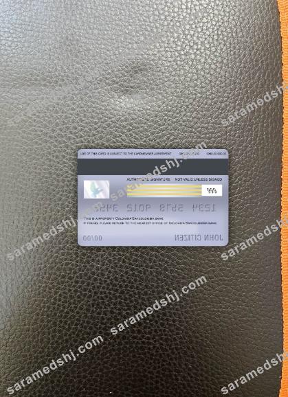 Colombia bancolombia bank visa debit card photolook back